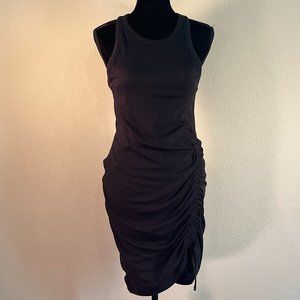 BLACK RIBBED RACERBACK RUCHED MINI DRESS NWT SIZE MEDIUM